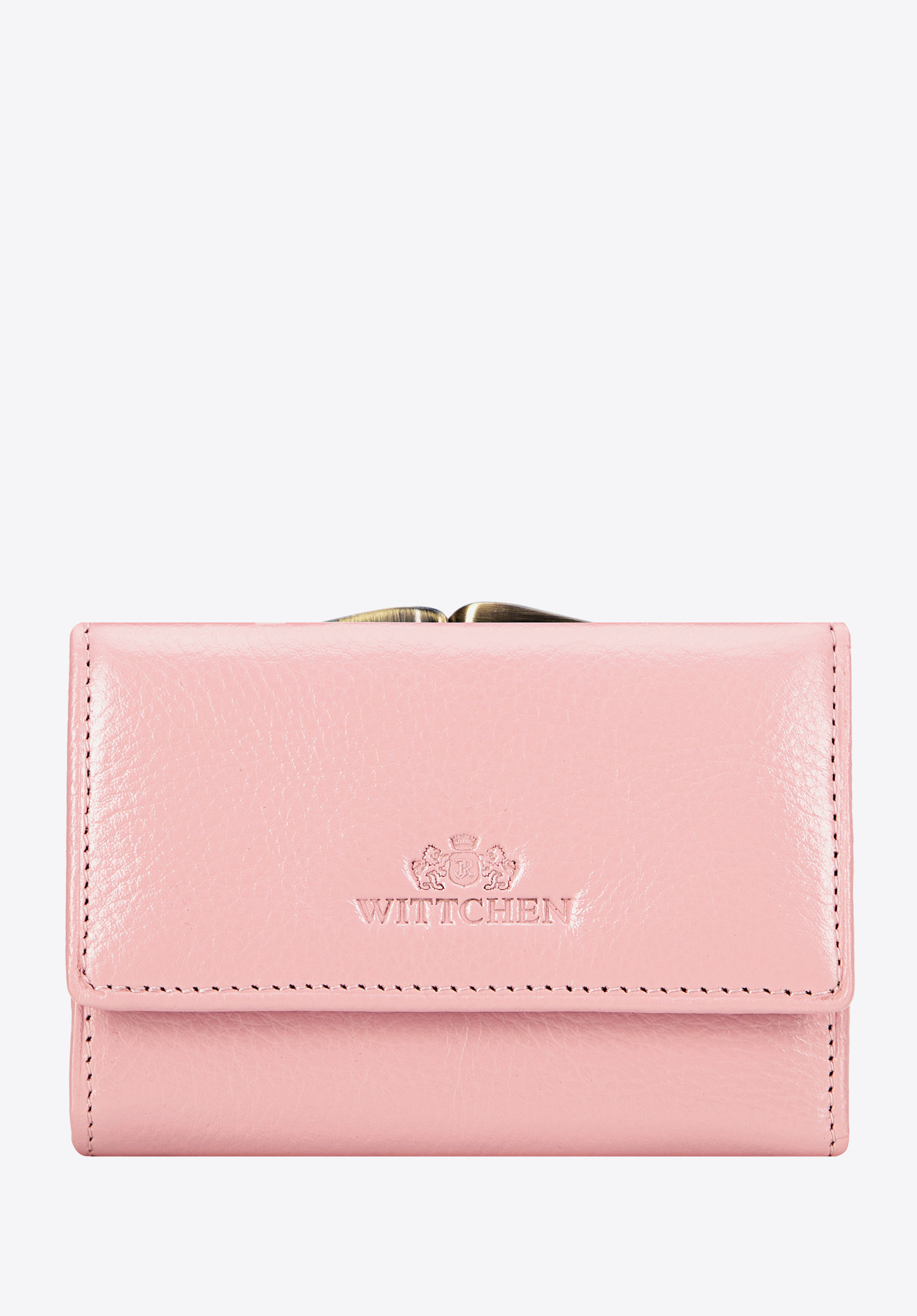 Damen-Münzgeldbörse aus Leder mit geprägtem Logo, rosa, 21-1-053-RL, Bild 1
