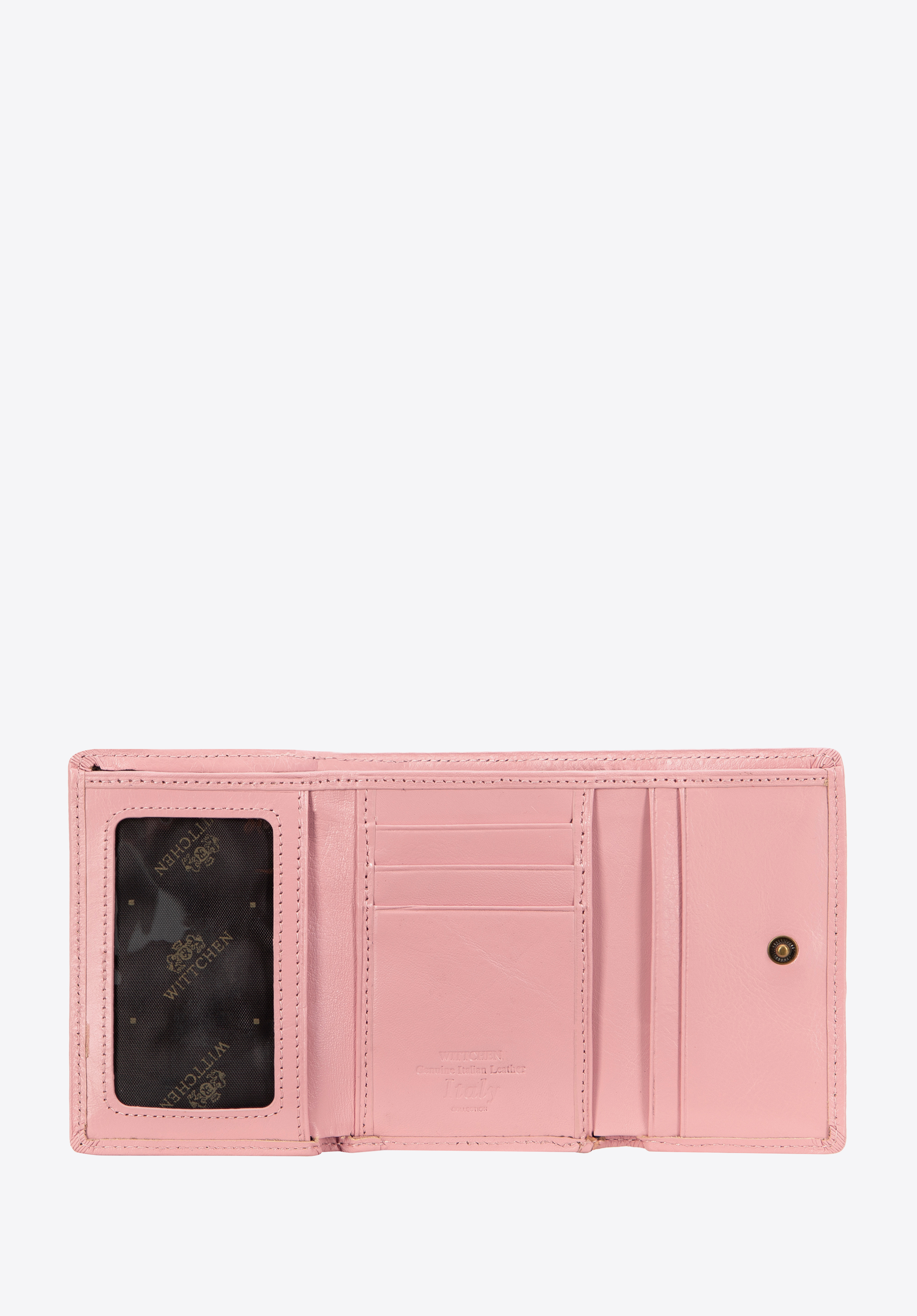 Damen-Münzgeldbörse aus Leder mit geprägtem Logo, rosa, 21-1-053-RL, Bild 1