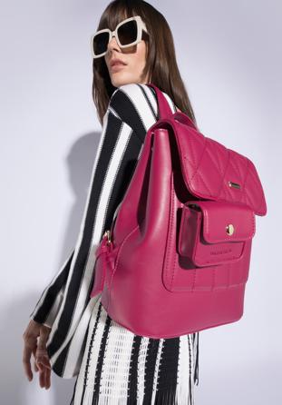 Gesteppter Damen-Rucksack aus Kunstleder mit Etui, rosa, 96-4Y-208-P, Bild 1