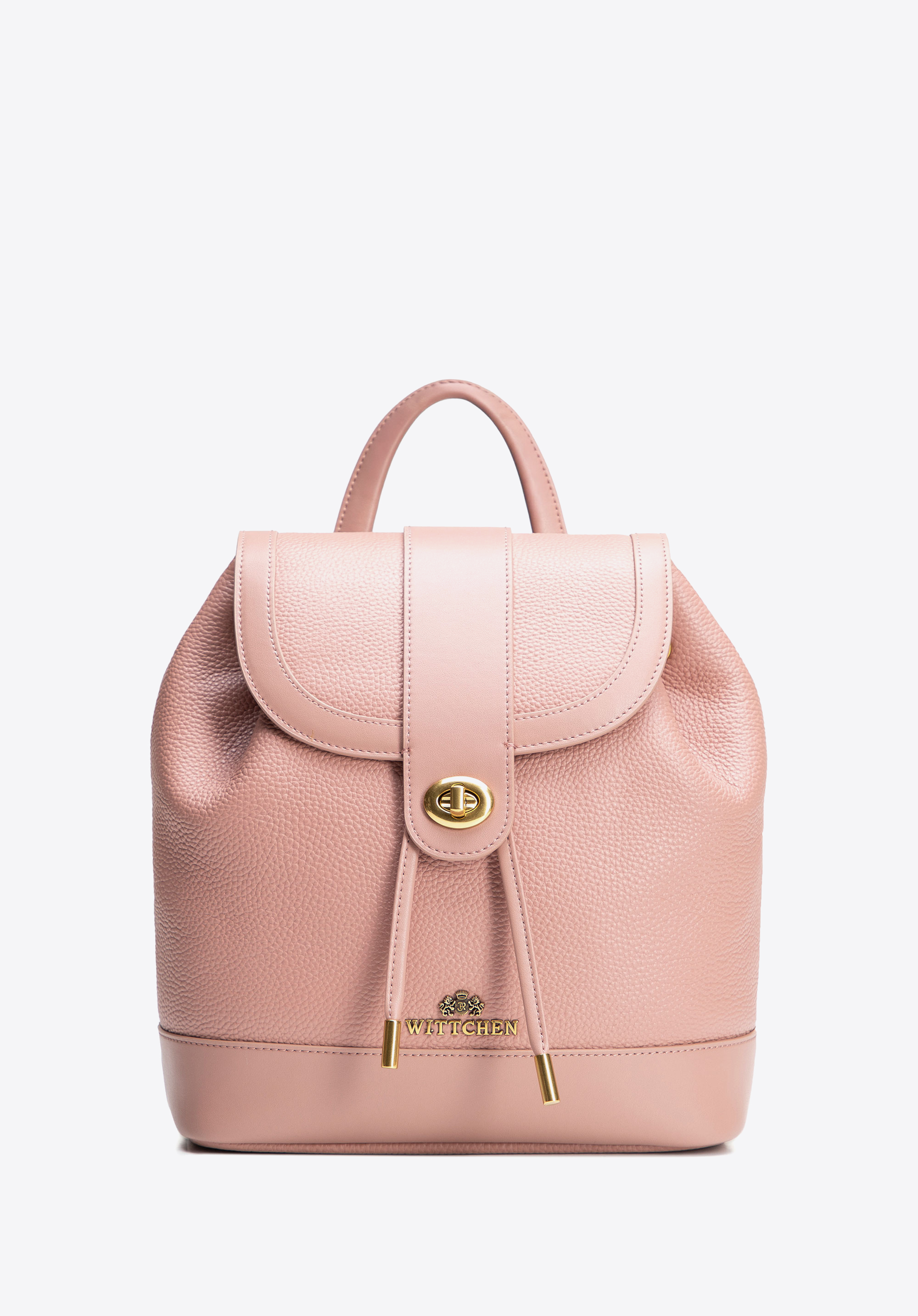 Damen-Rucksack aus Leder mit Kordelzug, rosa, 100-4E-224-P, Bild 1