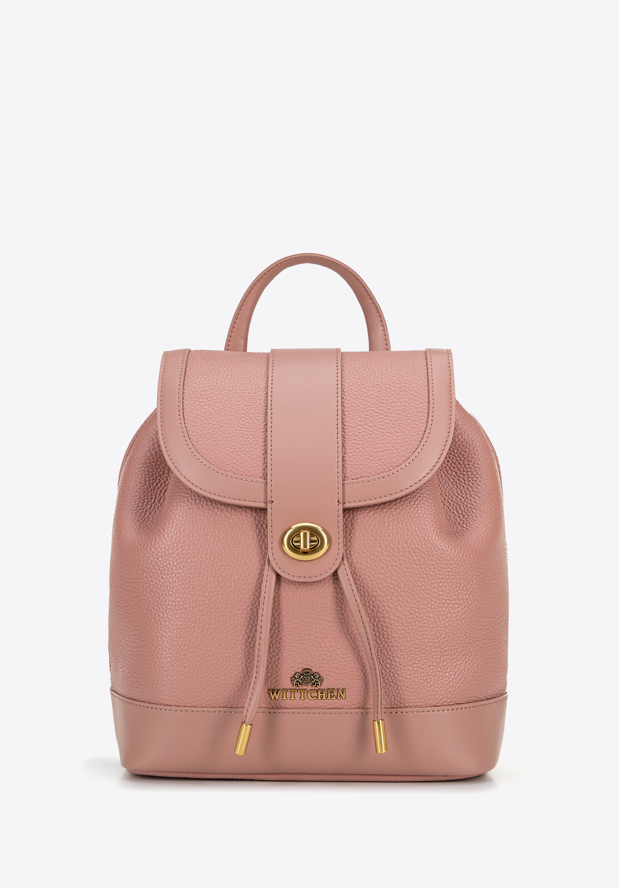 Damen-Rucksack aus Leder mit Kordelzug, rosa, 100-4E-224-P, Bild 1