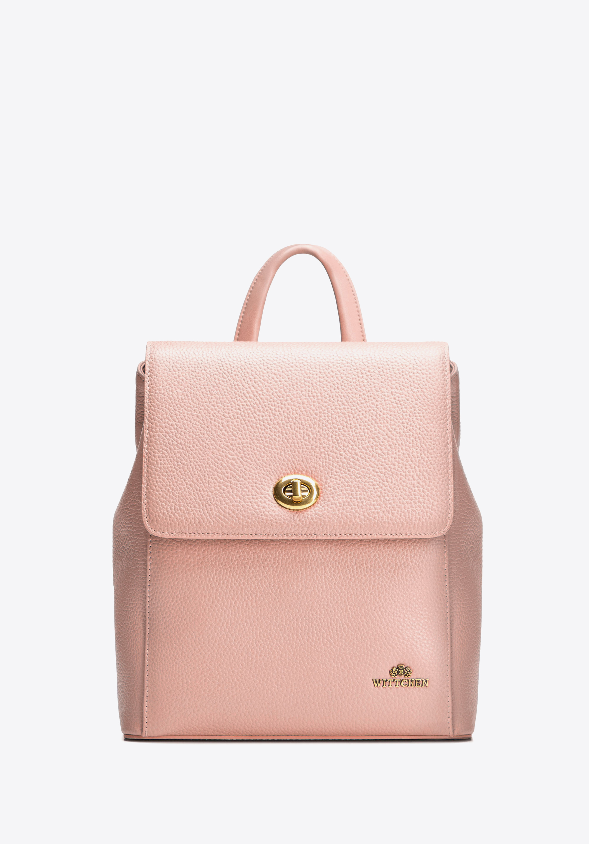 Damen-Rucksack aus Leder mit rechteckiger Klappe, rosa, 100-4E-225-P, Bild 1