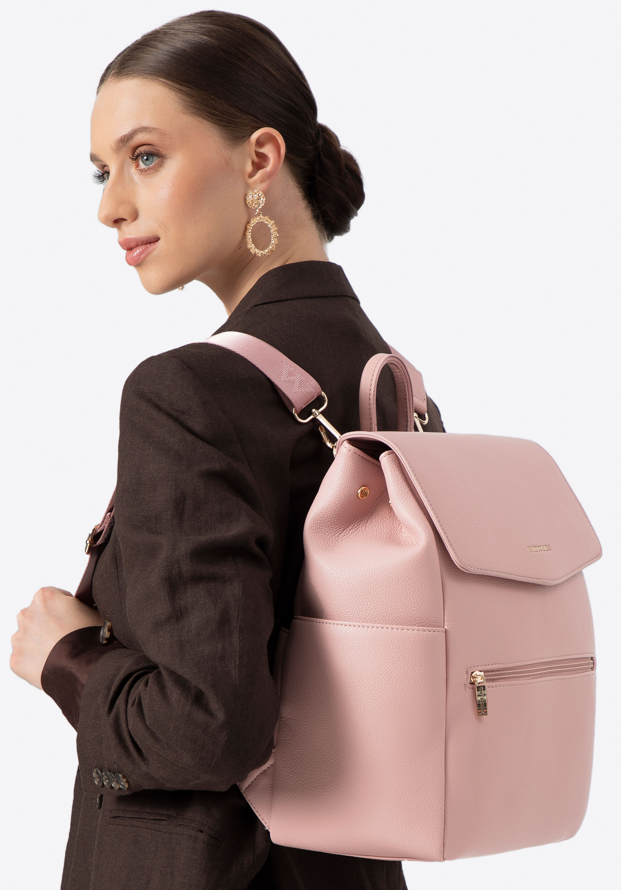 Damen-Rucksack aus Öko-Leder mit 13"-Laptopfach, rosa, 100-4Y-917-P, Bild 1