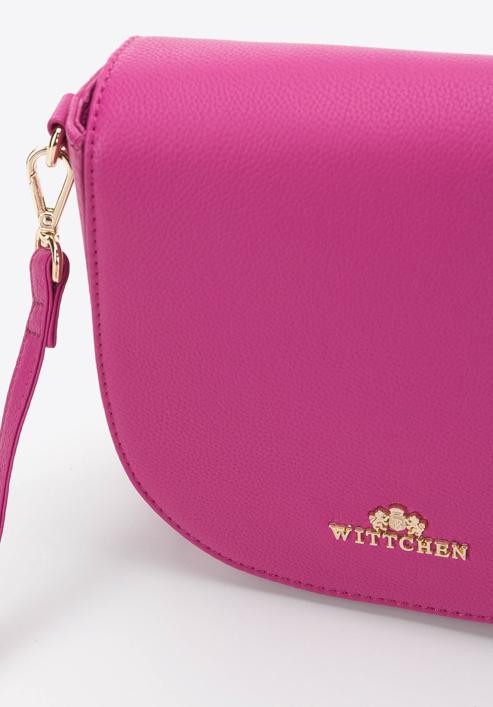 Damen-Satteltasche aus gestepptem Leder, rosa, 97-4E-010-4, Bild 4