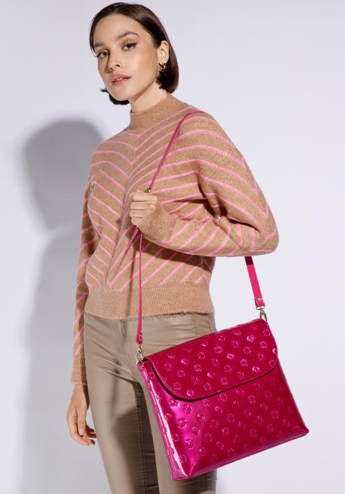 Damen-Umhängetasche aus Metallic-Lackleder groß, rosa, 34-4-233-FF, Bild 15