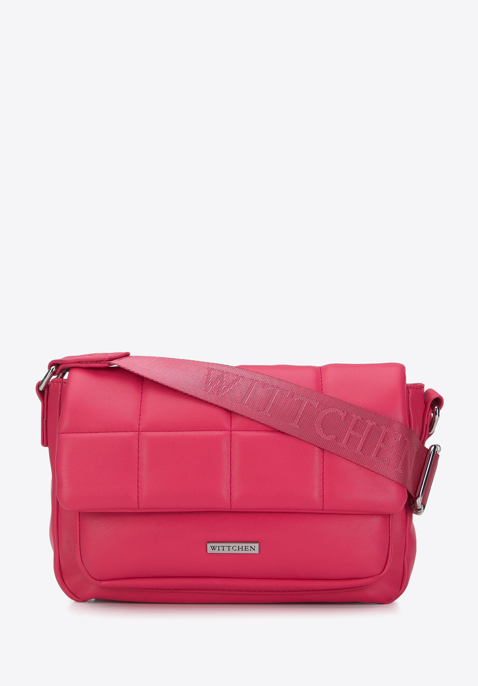 Damen-Umhängetasche aus weichem Öko-Leder mit gesteppter Klappe klein |WITTCHEN|  95-4Y-409, rosa, 95-4Y-409-P, Bild 1