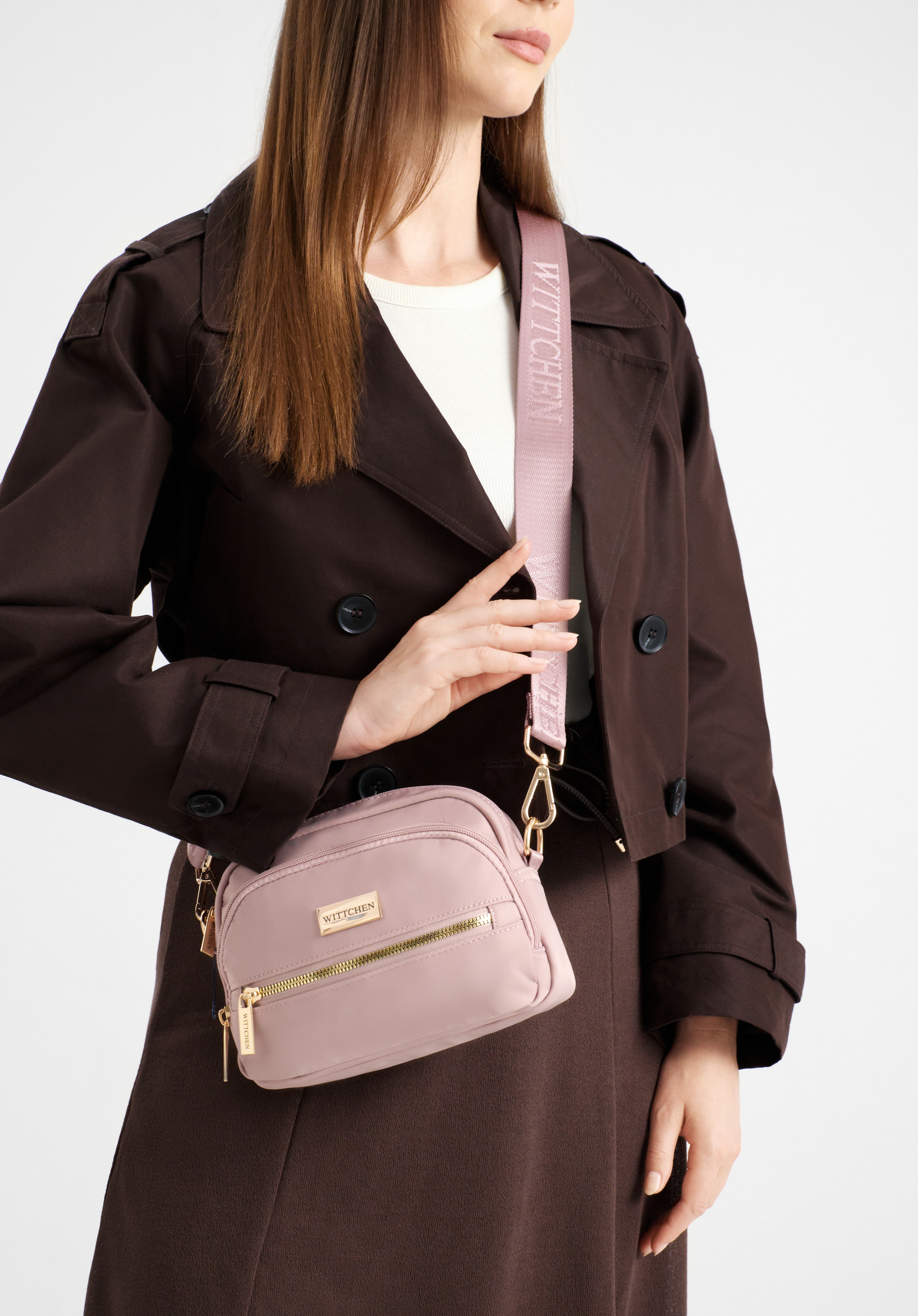 Damenhandtasche aus Nylon mit zwei Fächern