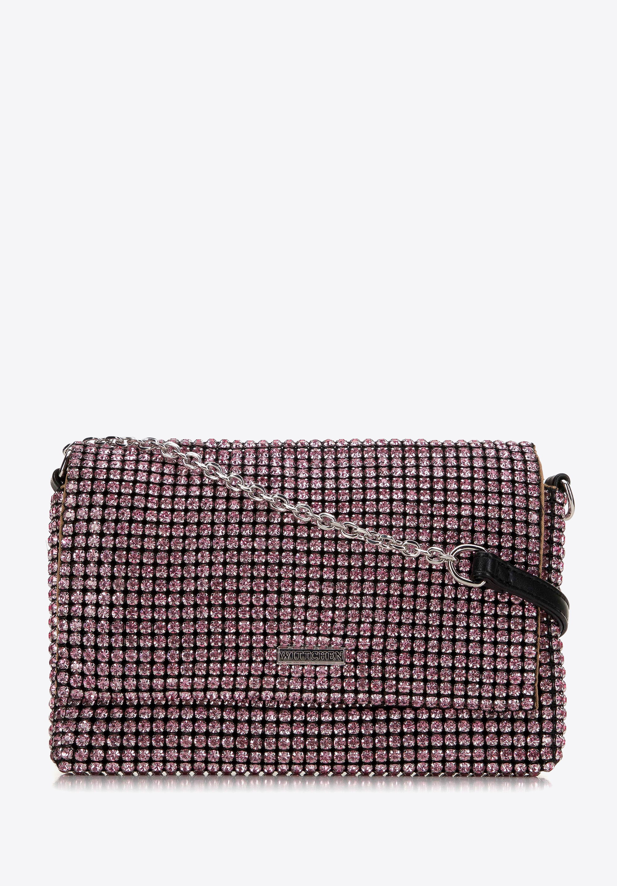 Damenhandtasche mit Kristallen an einer Kette, rosa, 98-4Y-019-P, Bild 1
