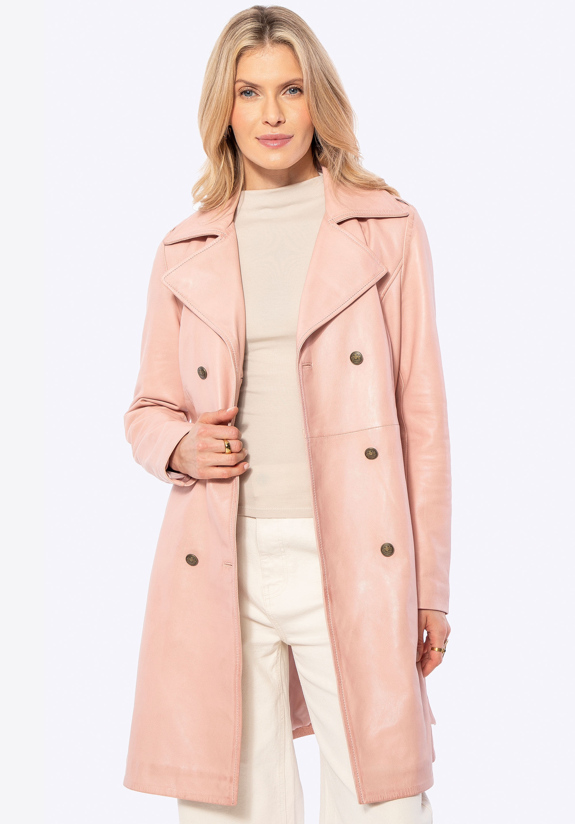 Damenmantel aus Schaffellleder, rosa, 100-09-406-P-L, Bild 1