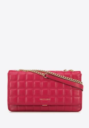Damentasche aus gestepptem Leder, groß länglich, rosa, 95-4E-654-P, Bild 1