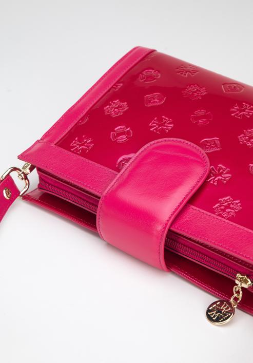 Doppelkammer-Umhängetasche für Damen aus Lackleder und Metallic-Leder, rosa, 34-4-240-11, Bild 4