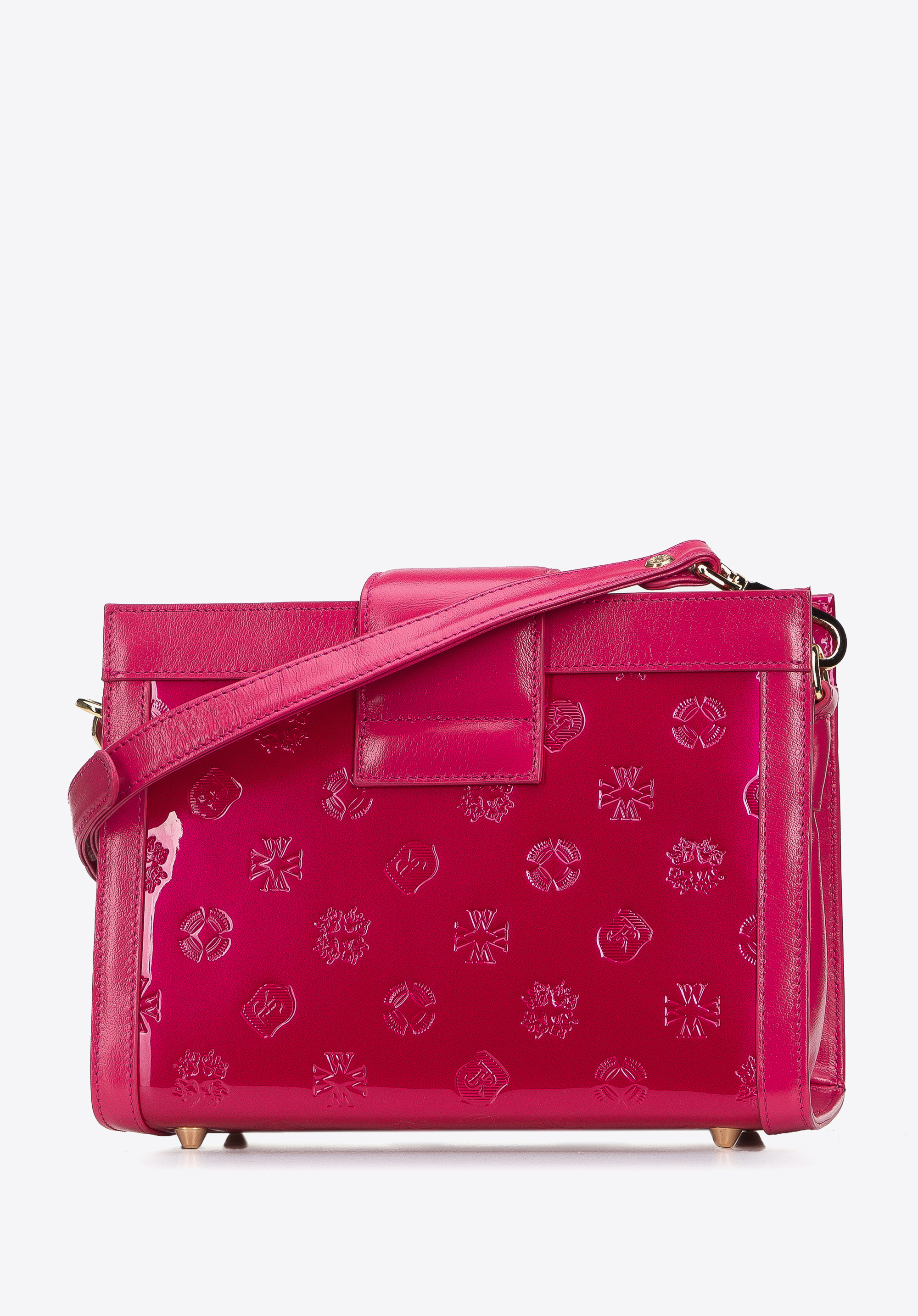 Doppelkammer-Umhängetasche für Damen aus Lackleder und Metallic-Leder