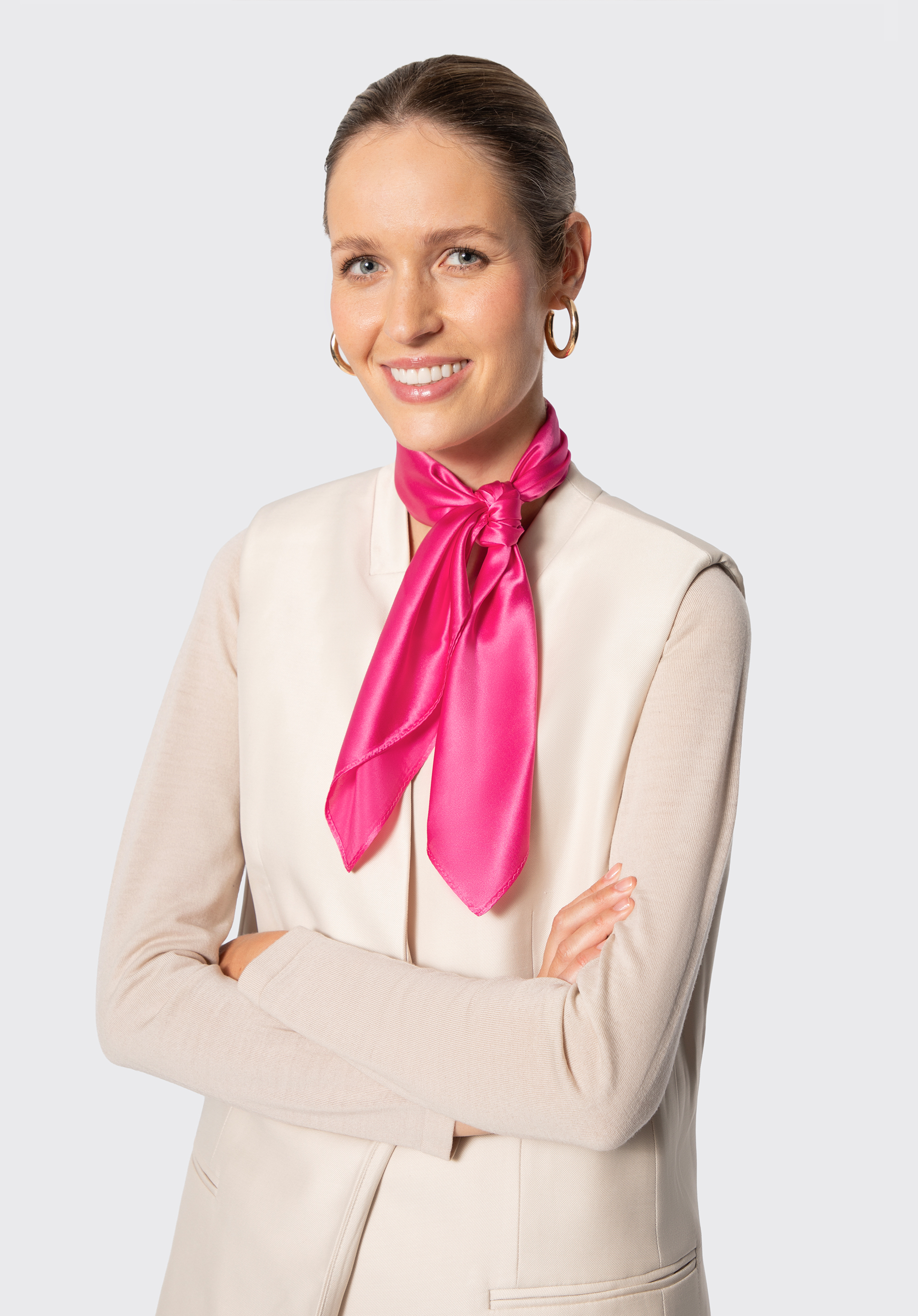 Einfarbiger Seidenschal für Damen, rosa, 103-7D-S04-X33, Bild 1