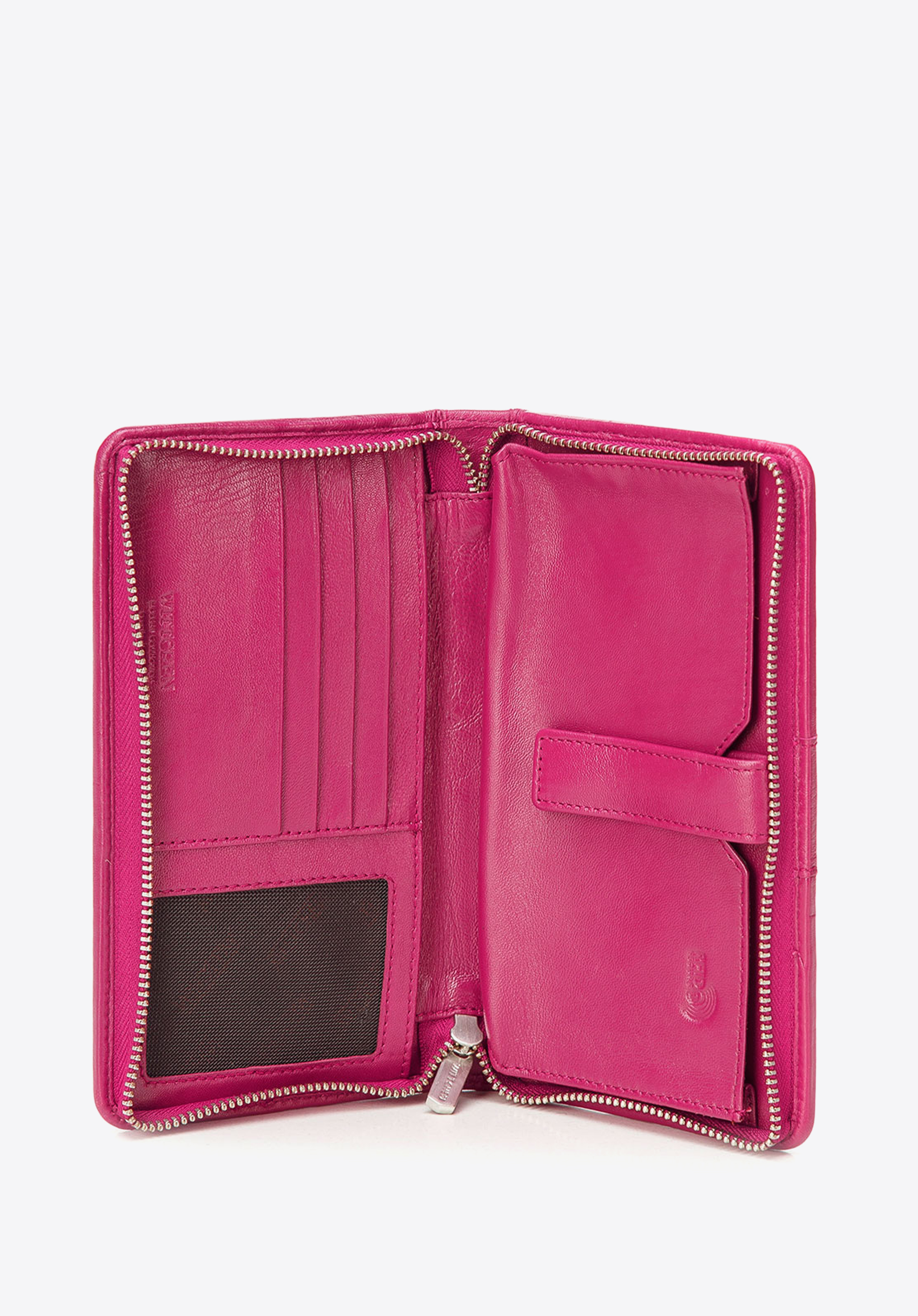 GELDBÖRSE FÜR DAMEN AUS LEDER MIT HANDYFACH, rosa, 26-2-444-P, Bild 1