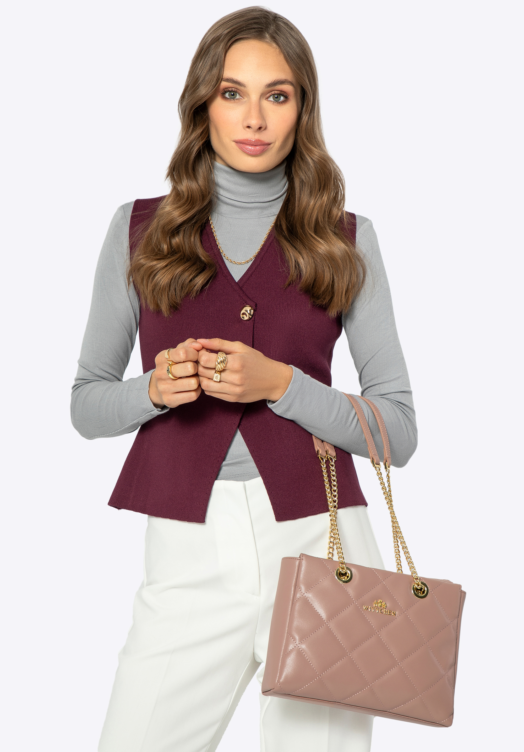 Gesteppte Leder-Umhängetasche für Damen