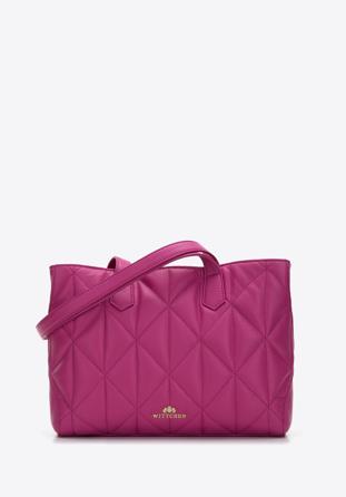 Gesteppte Shopper-Tasche aus weichem Leder mit zwei Fächern, rosa, 97-4E-013-P, Bild 1