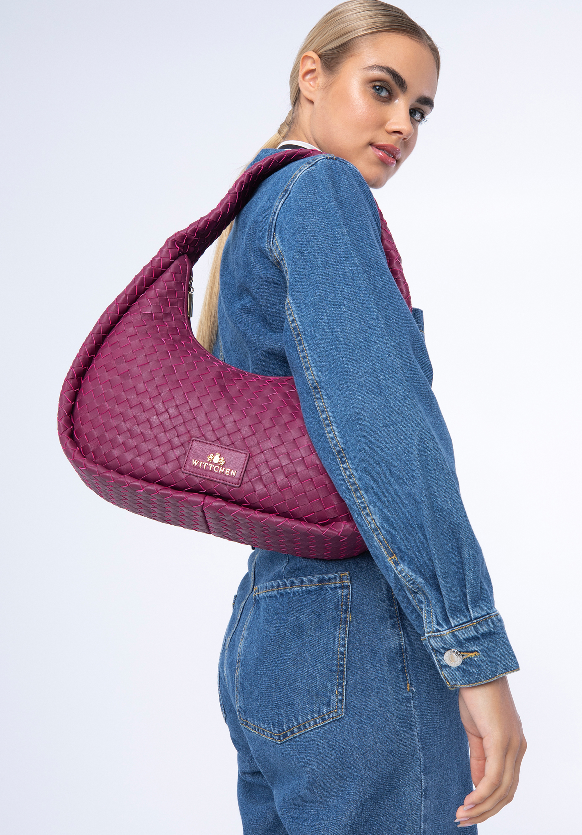 Große gewebte Baguette-Tasche für Damen, rosa, 97-4E-508-P, Bild 1