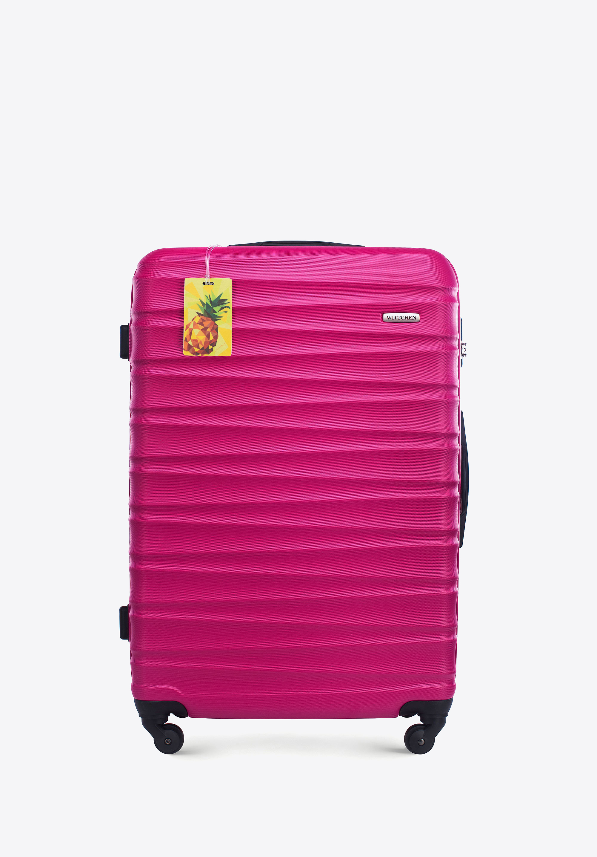 Großer Koffer aus ABS-Material mit Gepäckanhänger, rosa, 56-3A-313-34Z2, Bild 1