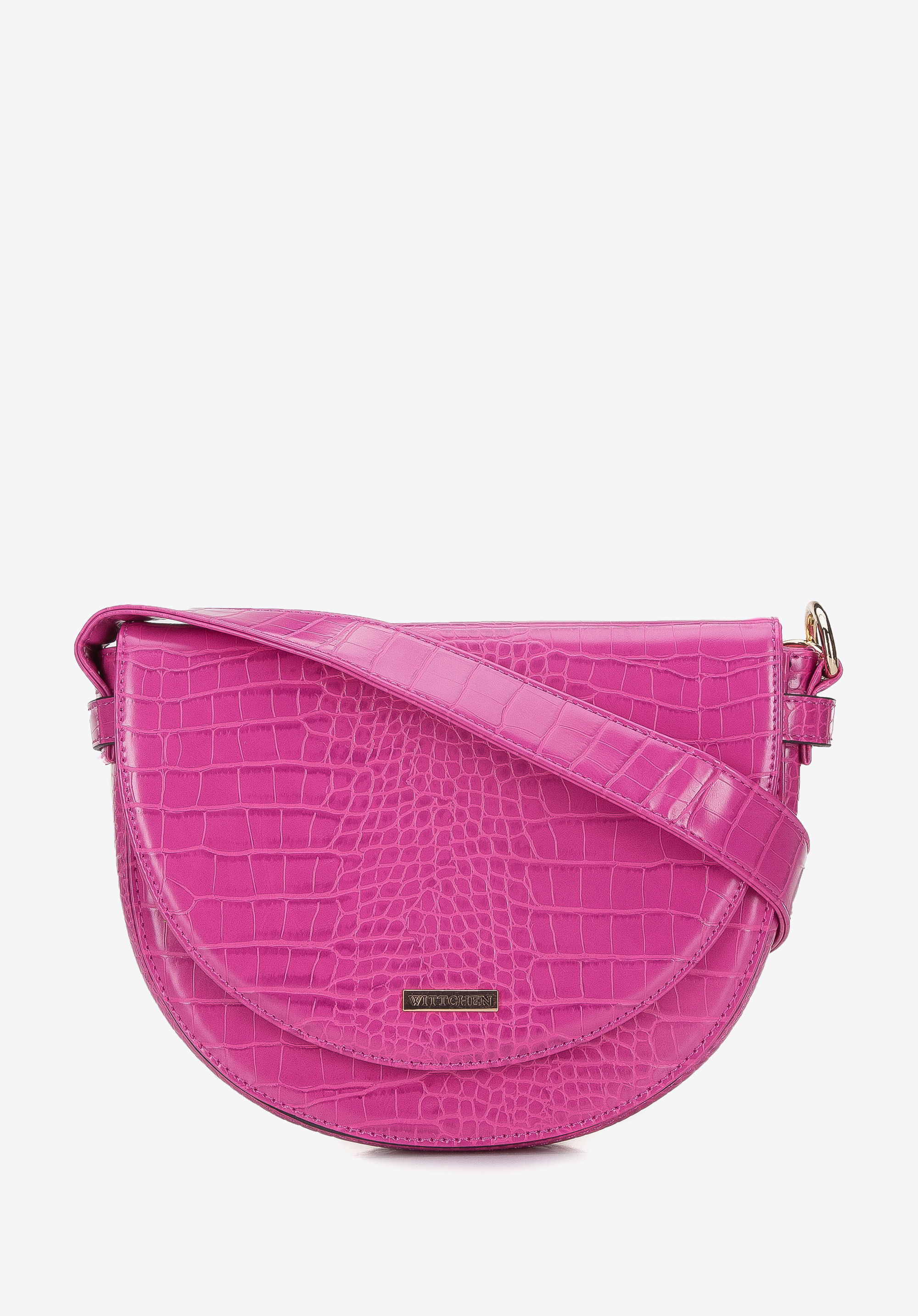 Halbrunde Damenhandtasche aus Ökoleder mit Kette, rosa, 94-4Y-721-P, Bild 1