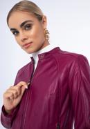 Klassische Damenjacke aus Leder mit Stehkragen, rosa, 97-09-804-P-XL, Bild 20