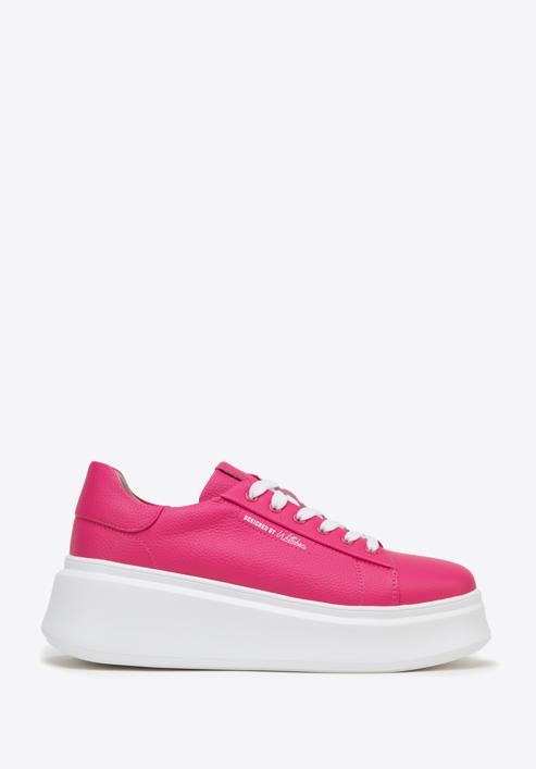 Klassische Sneakers aus Leder mit dicker Sohle, rosa, 98-D-961-Y-40, Bild 1