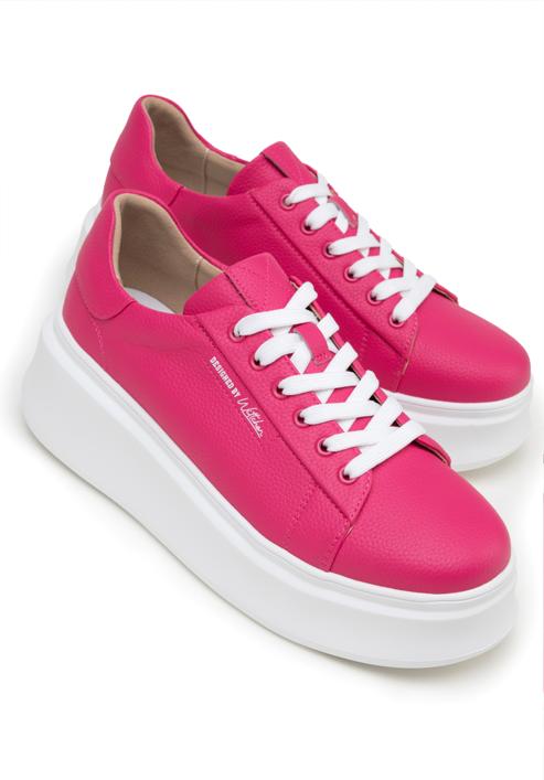 Klassische Sneakers aus Leder mit dicker Sohle, rosa, 98-D-961-Y-38, Bild 4