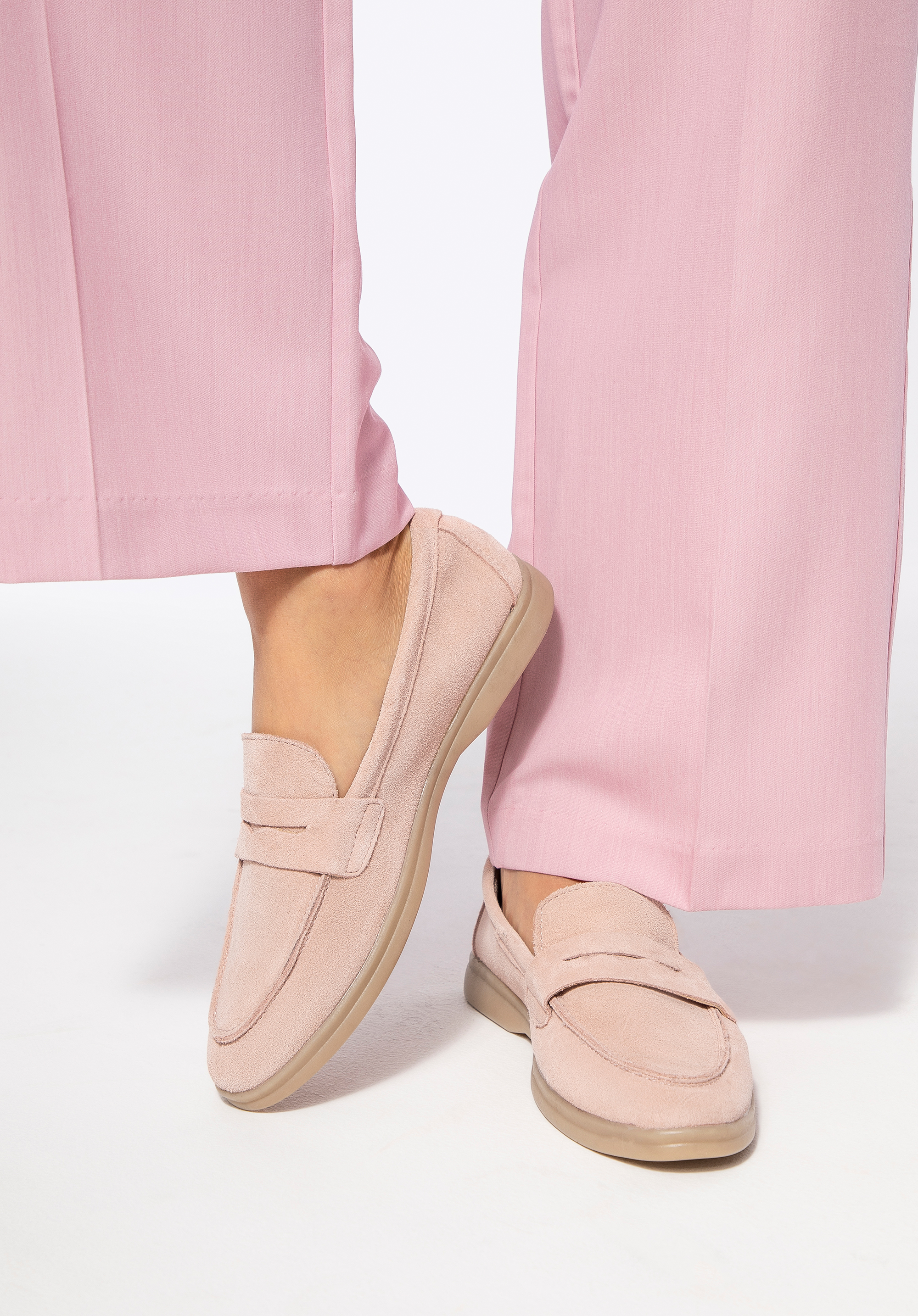 Klassische Wildleder-Loafer für Damen, rosa, 100-D-401-P-38, Bild 1
