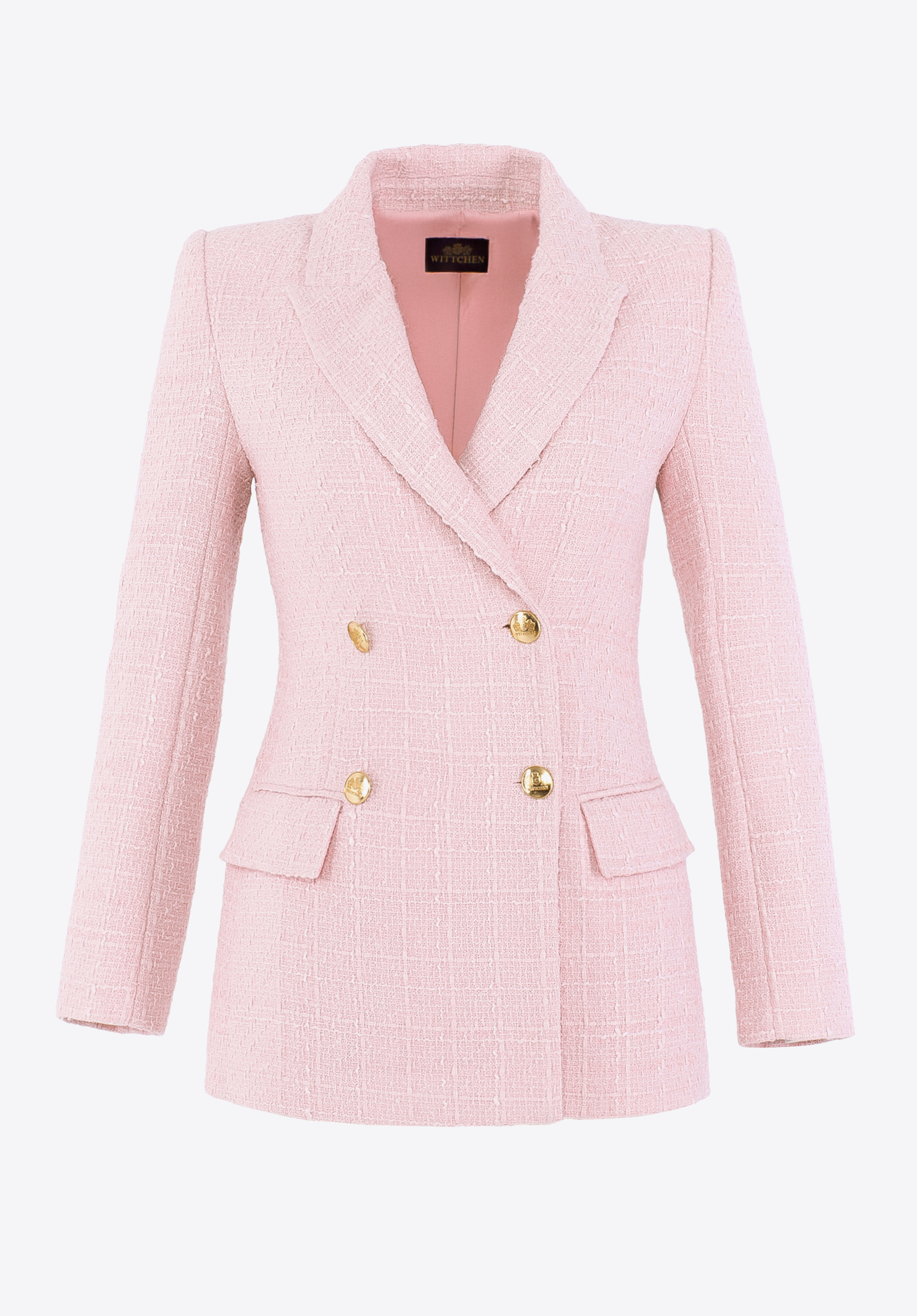 Langer Bouclé-Blazer für Damen, rosa, 100-9X-502-P-L, Bild 1