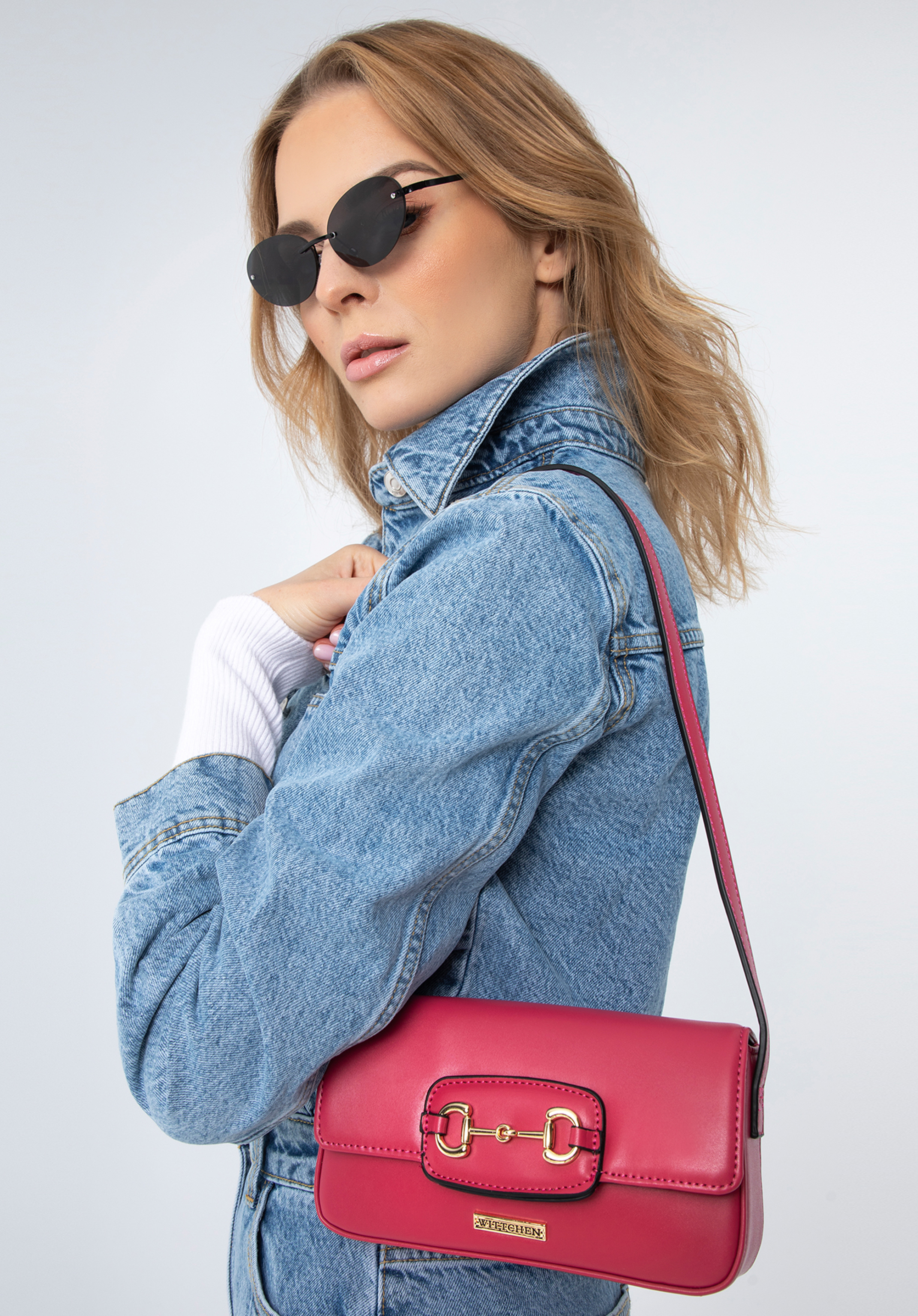 Mini-Baguette-Tasche mit Zierschnalle, rosa, 97-4Y-761-P, Bild 1