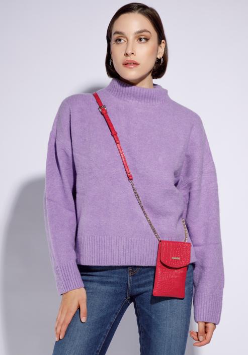 Mini-Tasche aus Leder mit  Kette, rosa, 29-2E-001-11, Bild 15