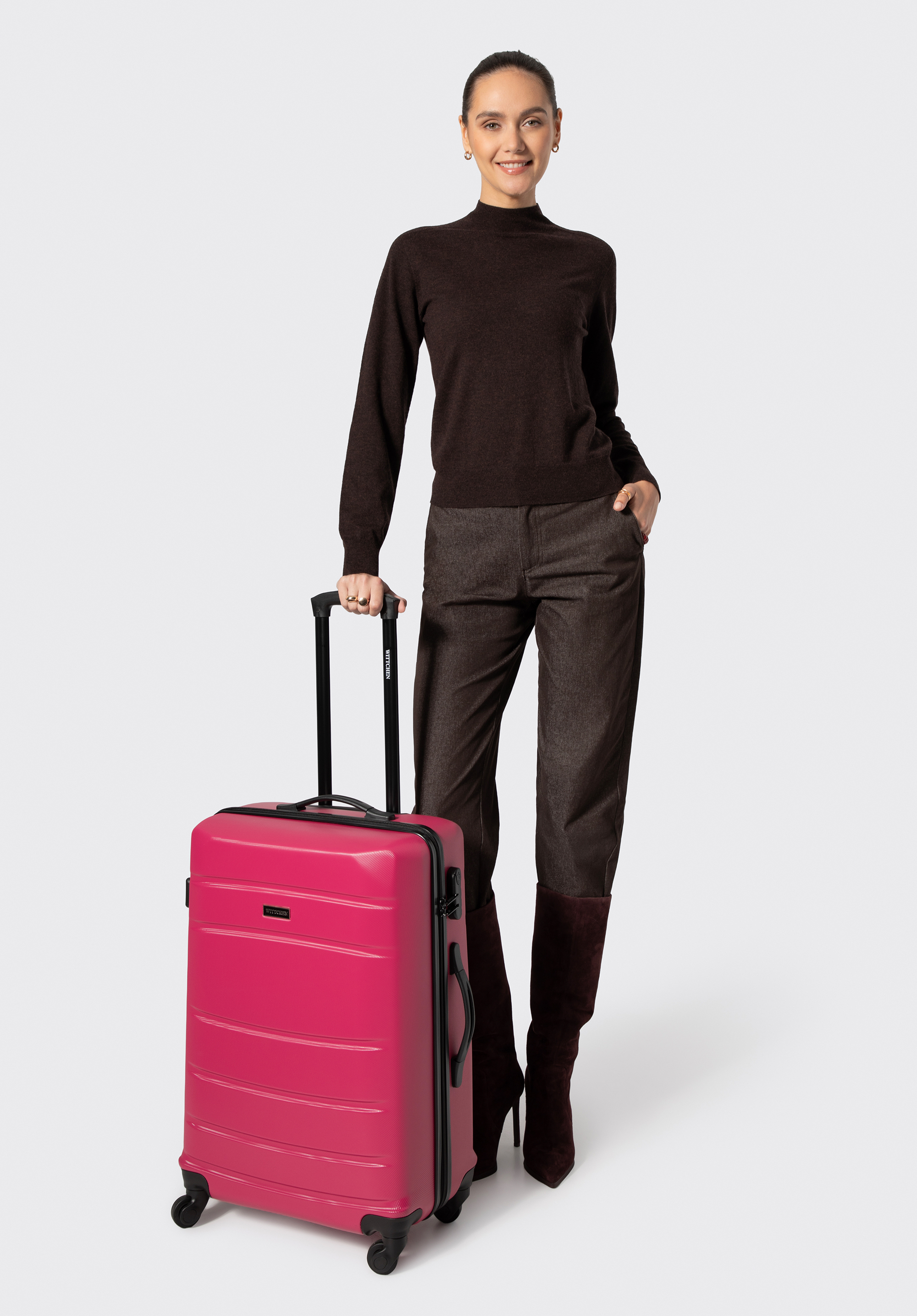 Mittelgroßer Koffer aus ABS-Material, rosa, 56-3A-652-34, Bild 1