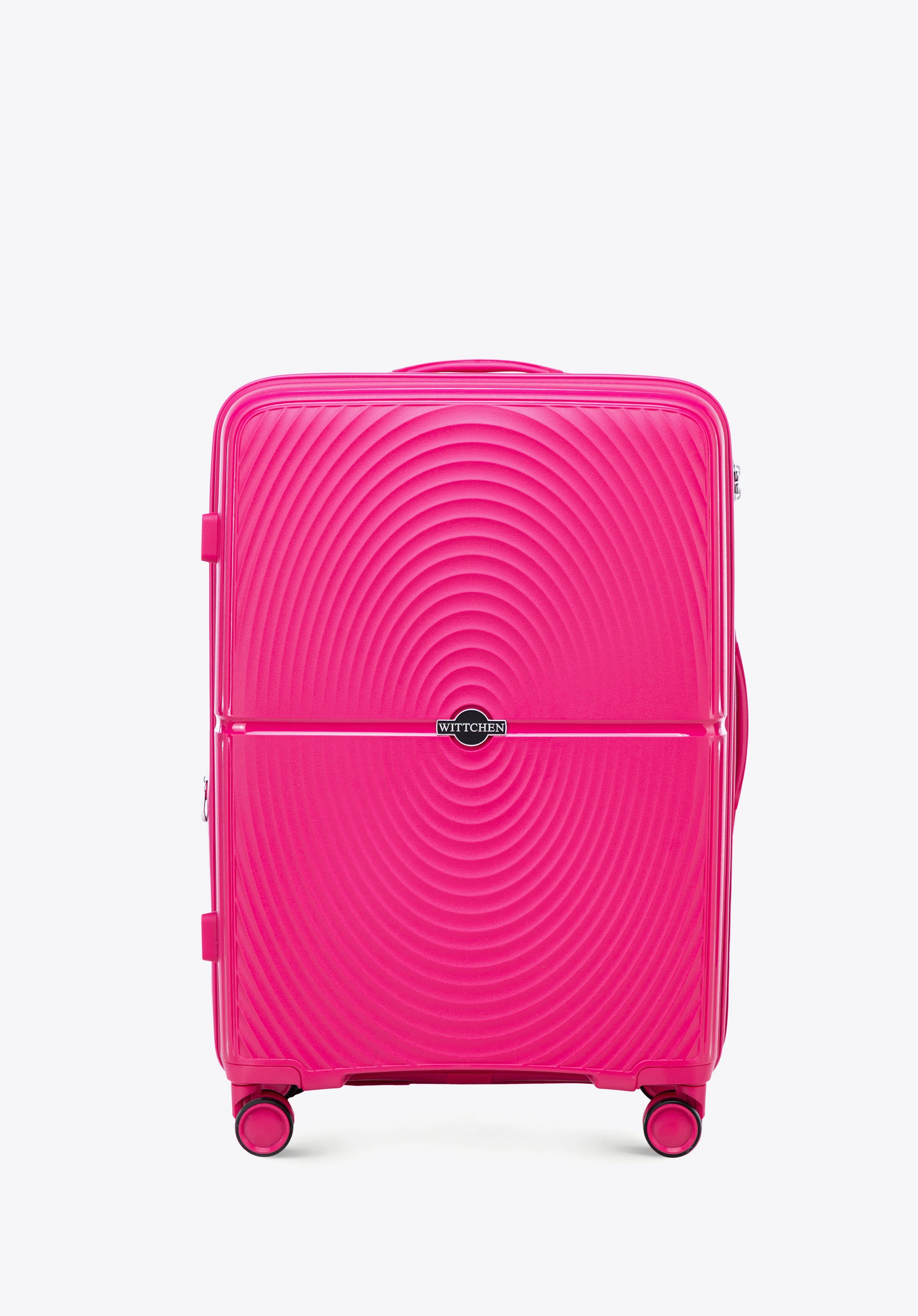 Mittlerer Koffer aus Polypropylen mit Kreismuster, rosa, 56-3T-302-34, Bild 1