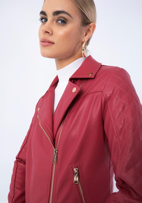 Ramones-Jacke für Damen aus Öko-Leder mit gesteppten Einsätzen, rosa, 97-9P-102-P-S, Bild 19