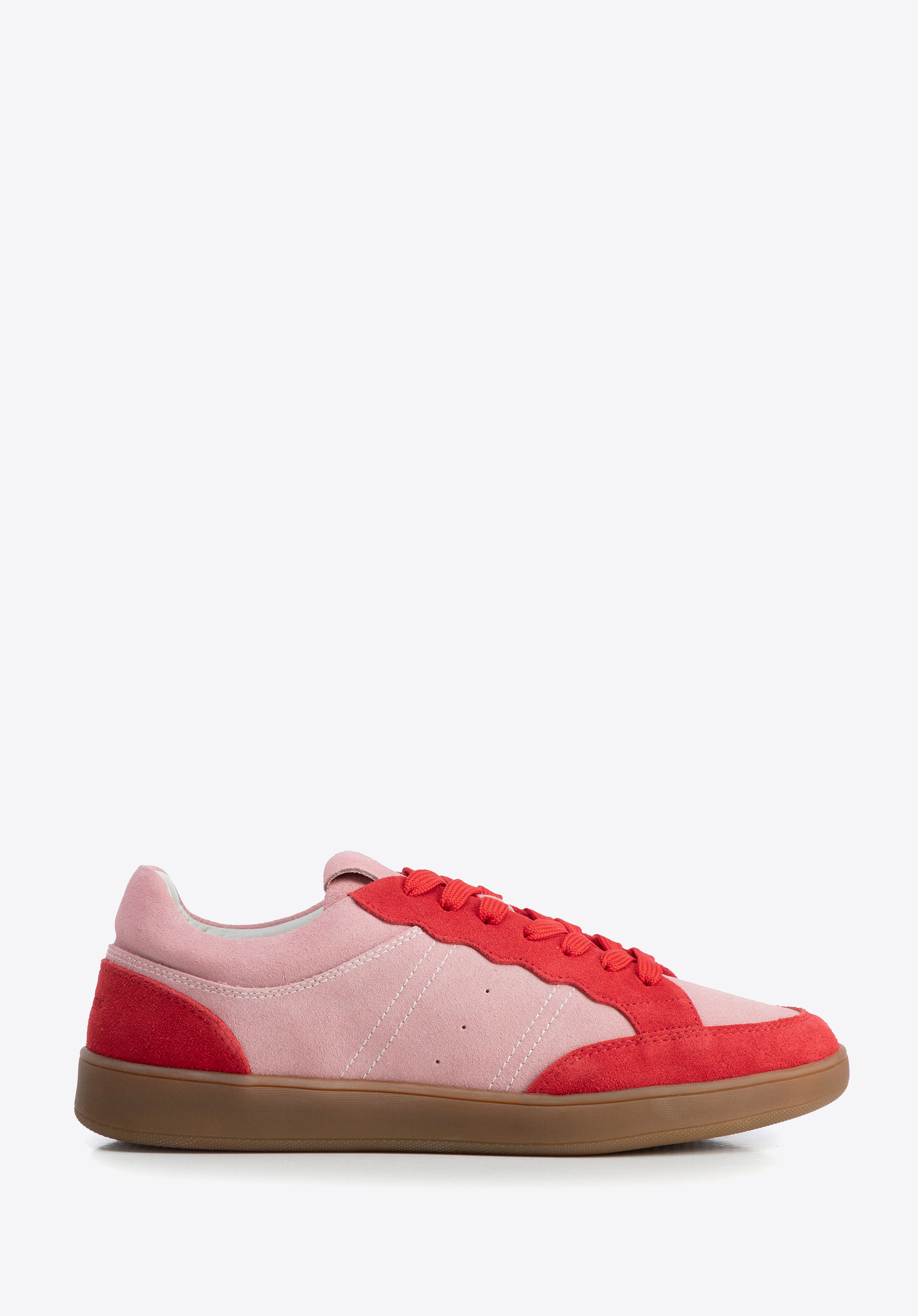 Wildleder-Sneaker mit Einsätzen aus Kunstleder, rosa-rot, 100-D-350-P-36, Bild 1