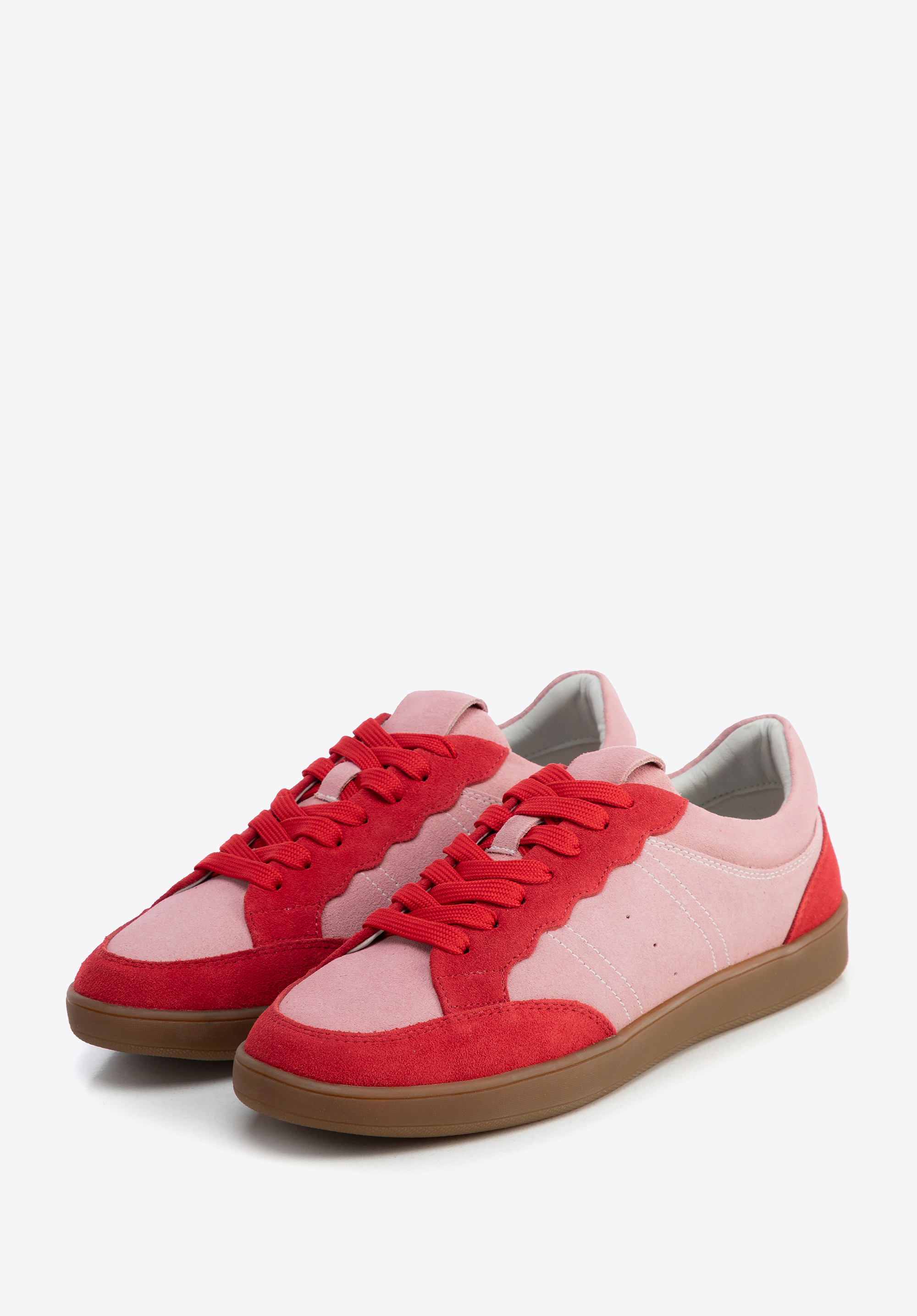 Wildleder-Sneakers mit kontrastierenden Elementen, rosa-rot, 100-D-350-P-38, Bild 1