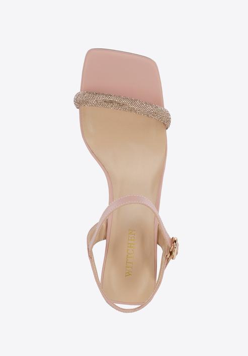 Sandaletten aus Leder mit glänzendem Riemen, rosa, 96-D-959-P-40, Bild 4