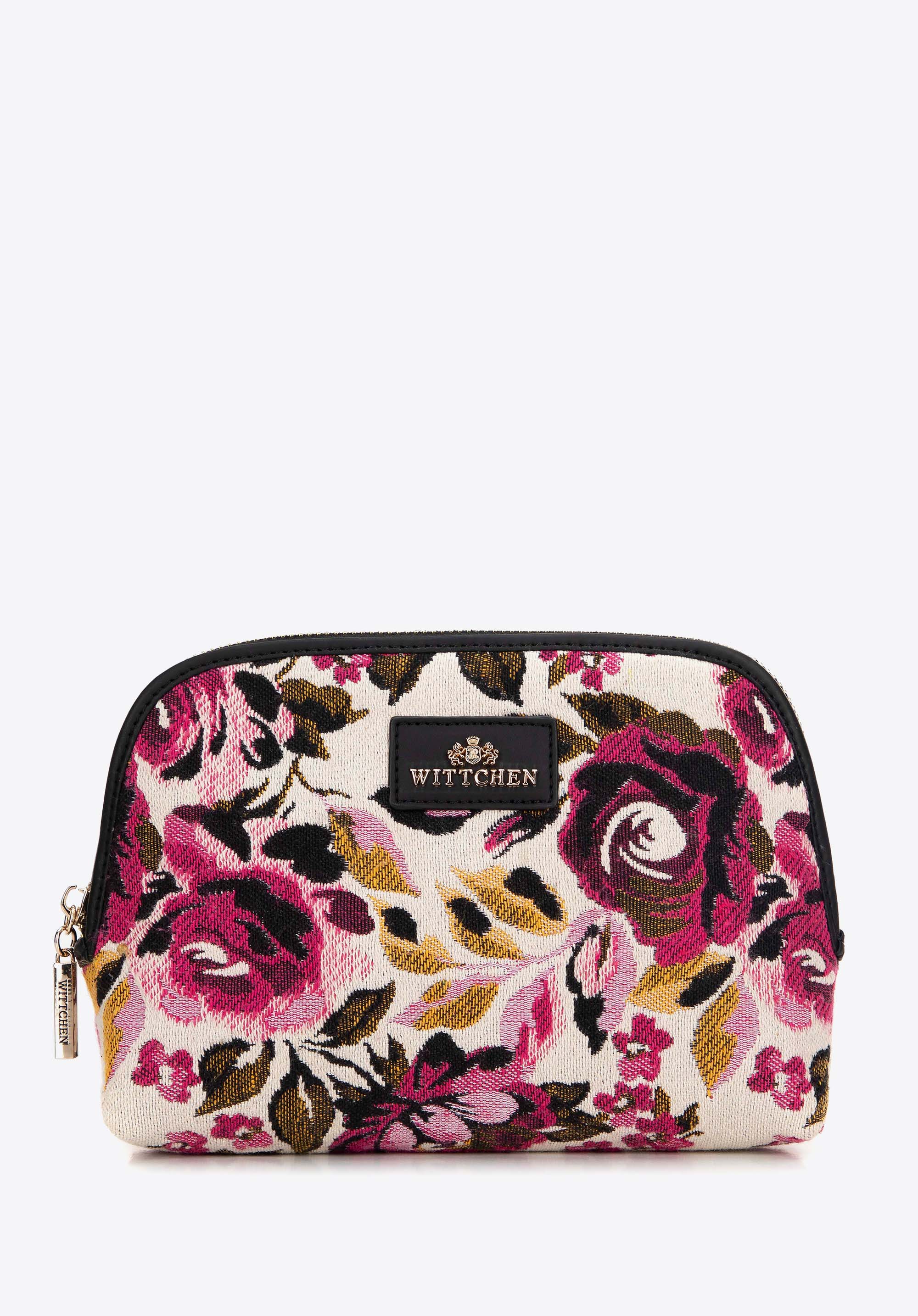Jacquard gemusterte Kosmetiktasche für Damen, rosa-schwarz, 99-4E-504-X11, Bild 1