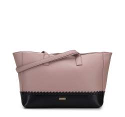 Shopper-Tasche mit dekorativem Einsatz und Riemen, rosa-schwarz, 95-4Y-524-P, Bild 1