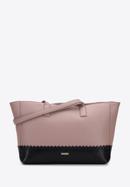 Shopper-Tasche mit dekorativem Einsatz und Riemen, rosa-schwarz, 95-4Y-524-1, Bild 1