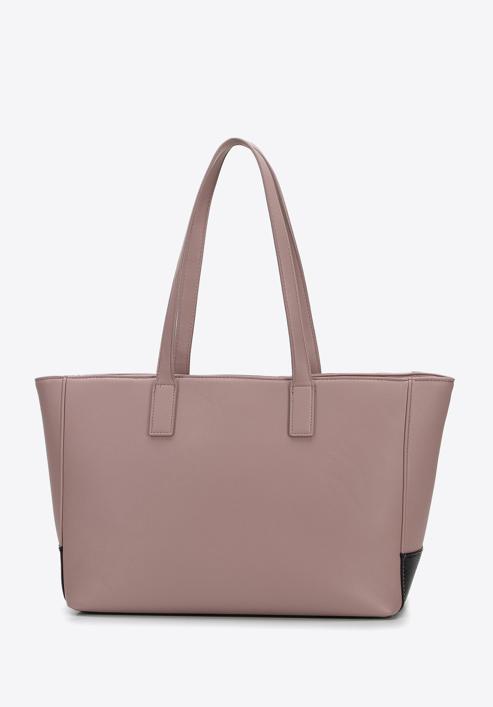 Shopper-Tasche mit dekorativem Einsatz und Riemen, rosa-schwarz, 95-4Y-524-P, Bild 3
