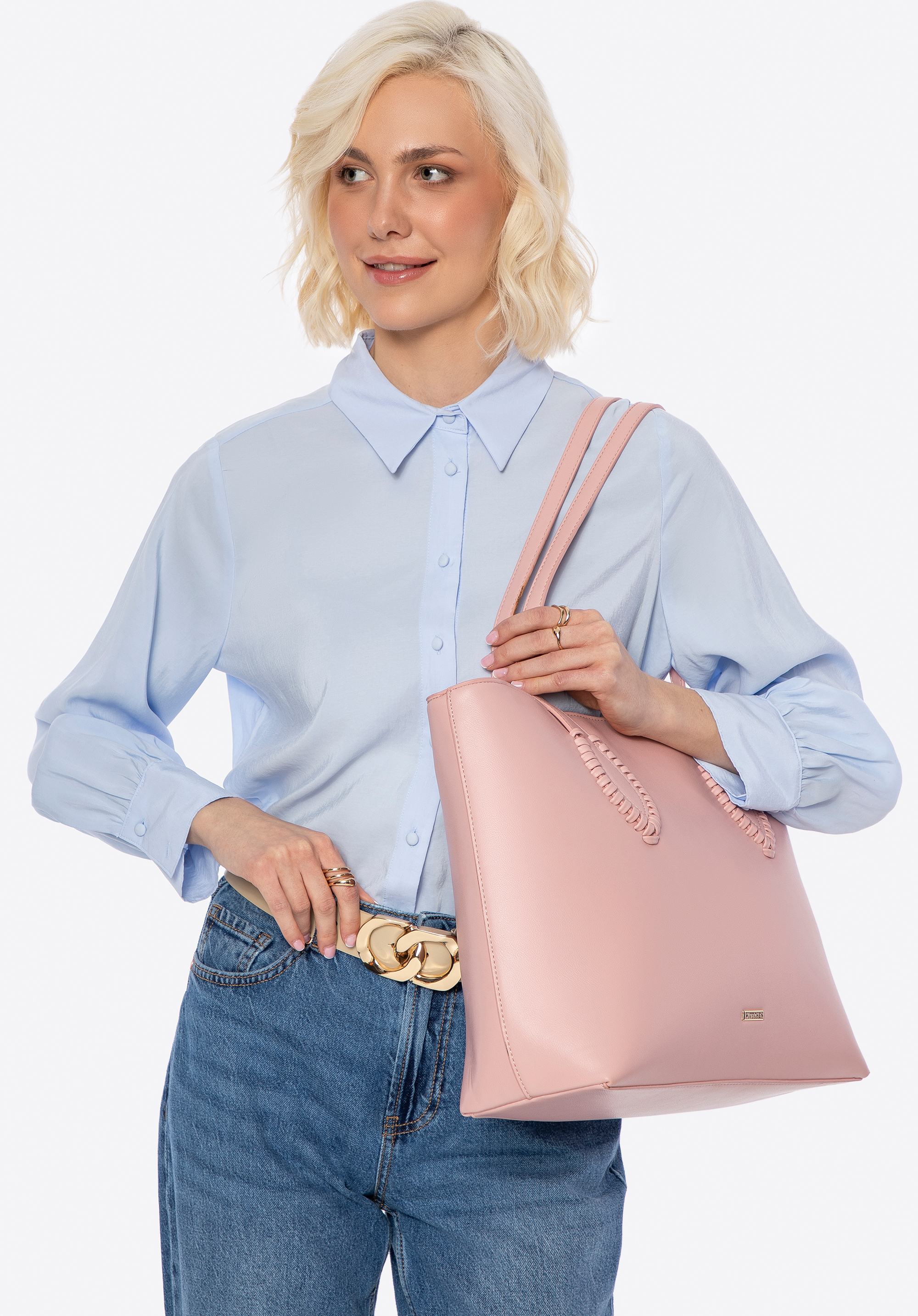 Shopper-Tasche aus Kunstleder für Damen, rosa, 100-4Y-234-P, Bild 1