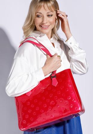 Shopper-Tasche aus Lackleder mit Monogramm, rosa, 34-4-098-PP, Bild 1