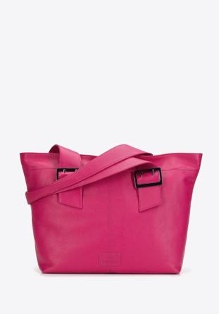 Shoppertasche aus Leder  in Form eines Trapezes, rosa, 95-4E-014-3, Bild 1