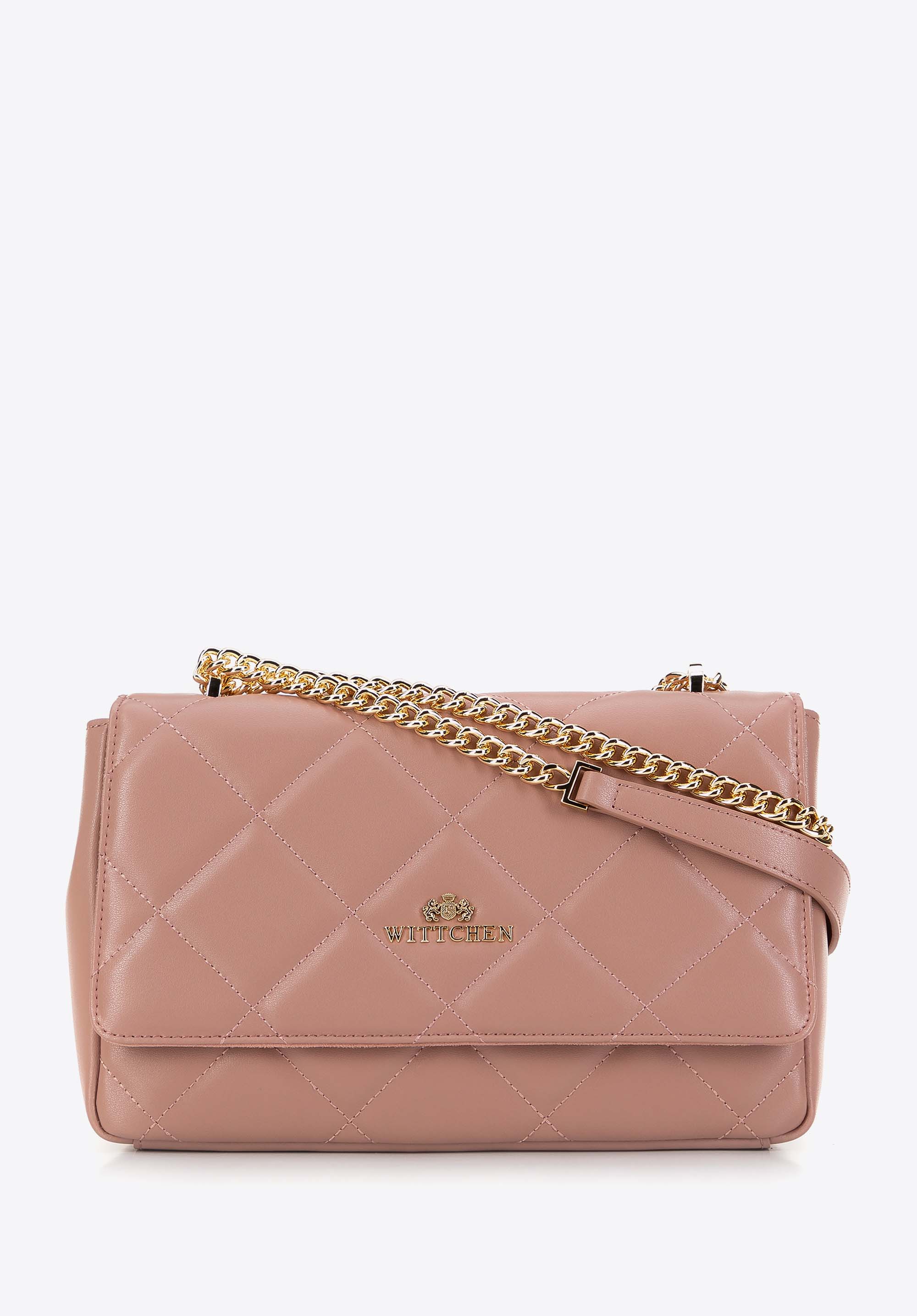 Umhängetasche aus gestepptem Leder für Damen, rosa, 99-4E-603-P, Bild 1