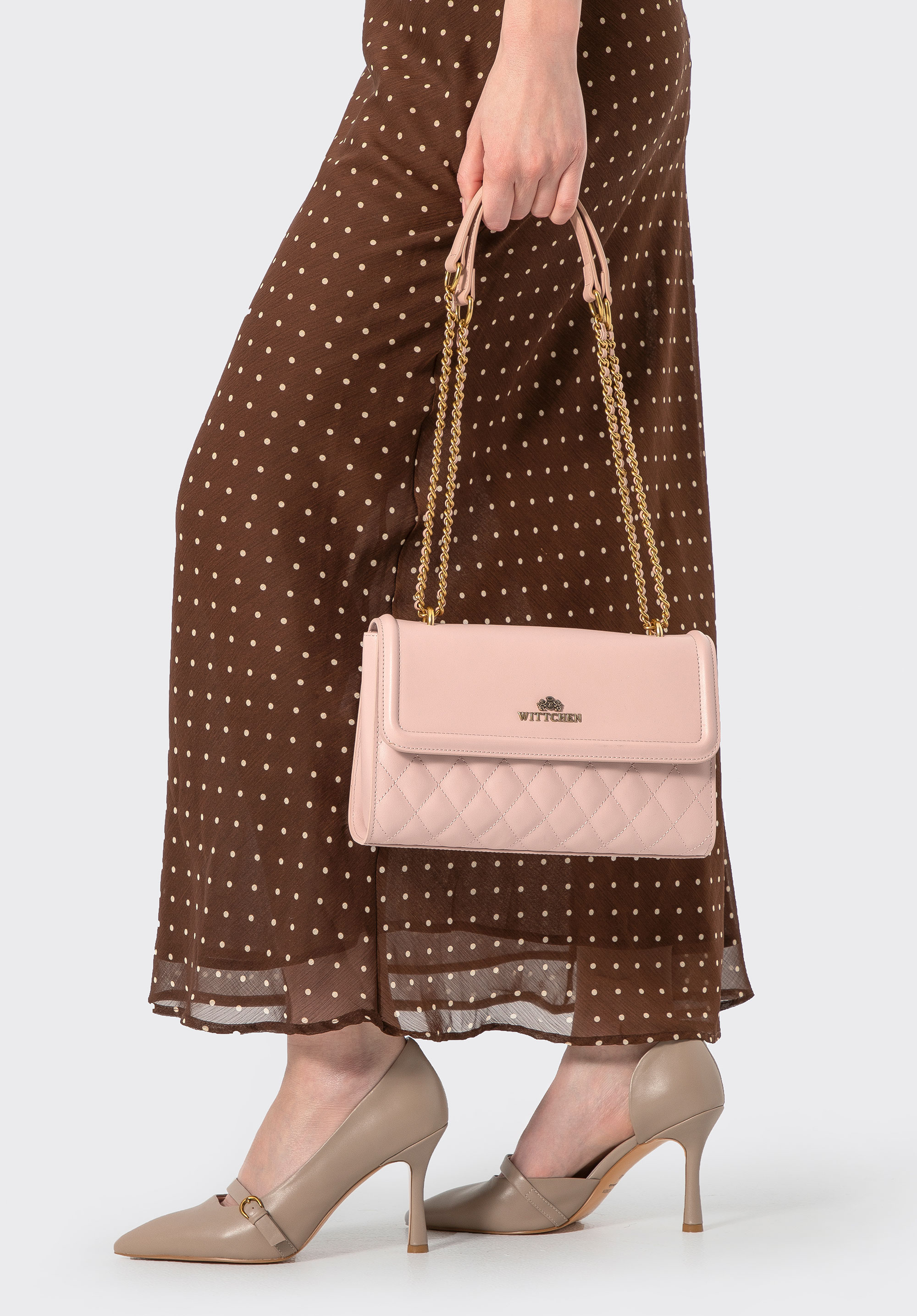 Umhängetasche aus Leder für Damen, rosa, 100-4E-205-P, Bild 1