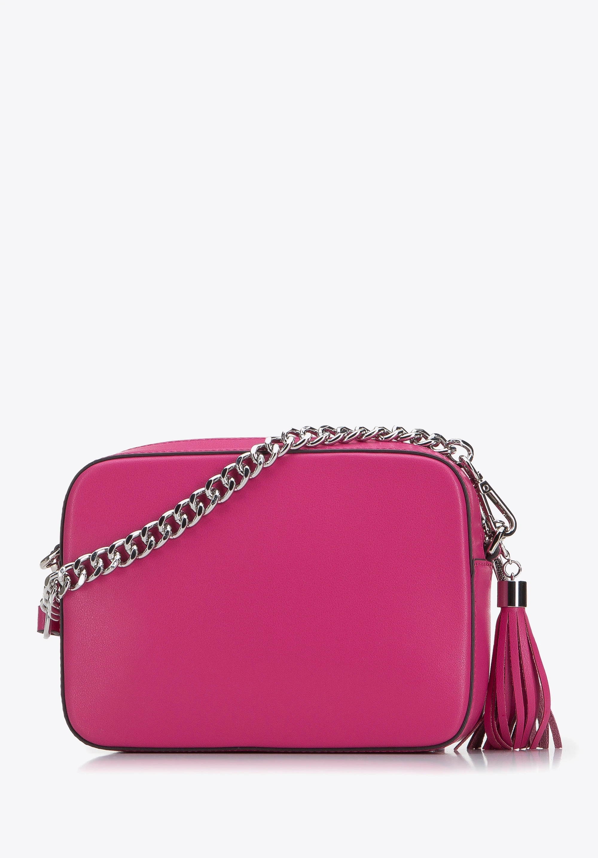 Umhängetasche aus Leder mit Quaste, rosa, 29-4E-003-PP, Bild 1