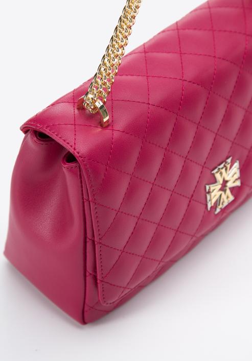 Umhängetasche für Damen aus Leder mit dekorativem Monogramm, rosa, 97-4E-608-P, Bild 5
