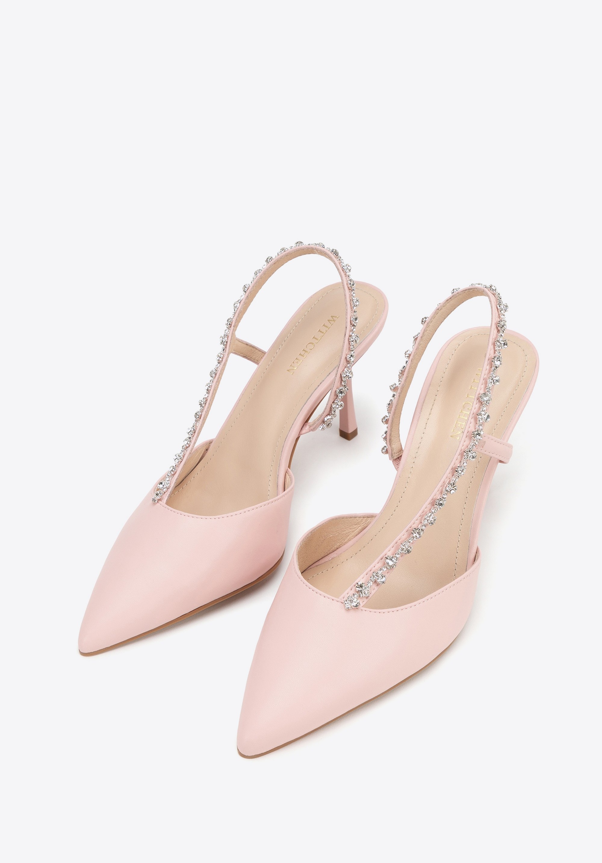 Verzierte Slingback-Pumps aus Leder, rosa, 100-D-512-P-39, Bild 1