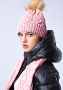 Damen-Winterset mit Zopfmuster, rosa-weiß, 97-SF-001-Z, Bild 16