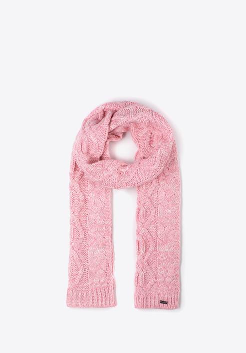 Damen-Winterset mit Zopfmuster, rosa-weiß, 97-SF-001-P, Bild 2